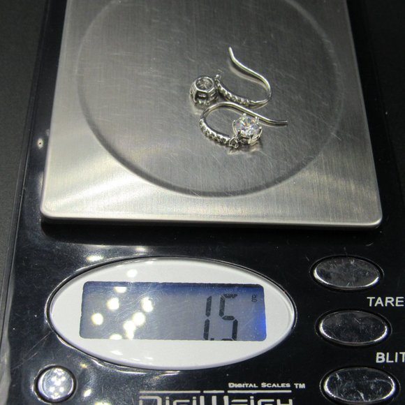 Sterling Silver Small Simple Style CZ Earrings Vintage - Picture 7 of 7